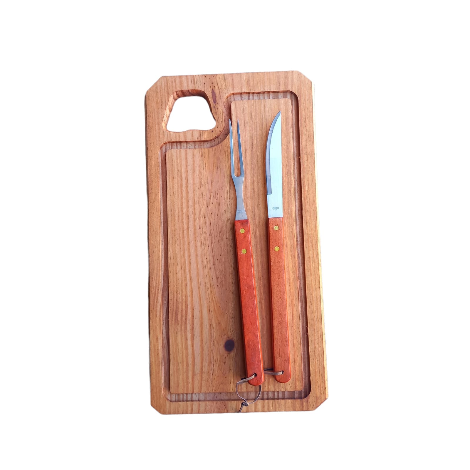 TABLA CON CUCHILLO Y TENEDOR LARGO